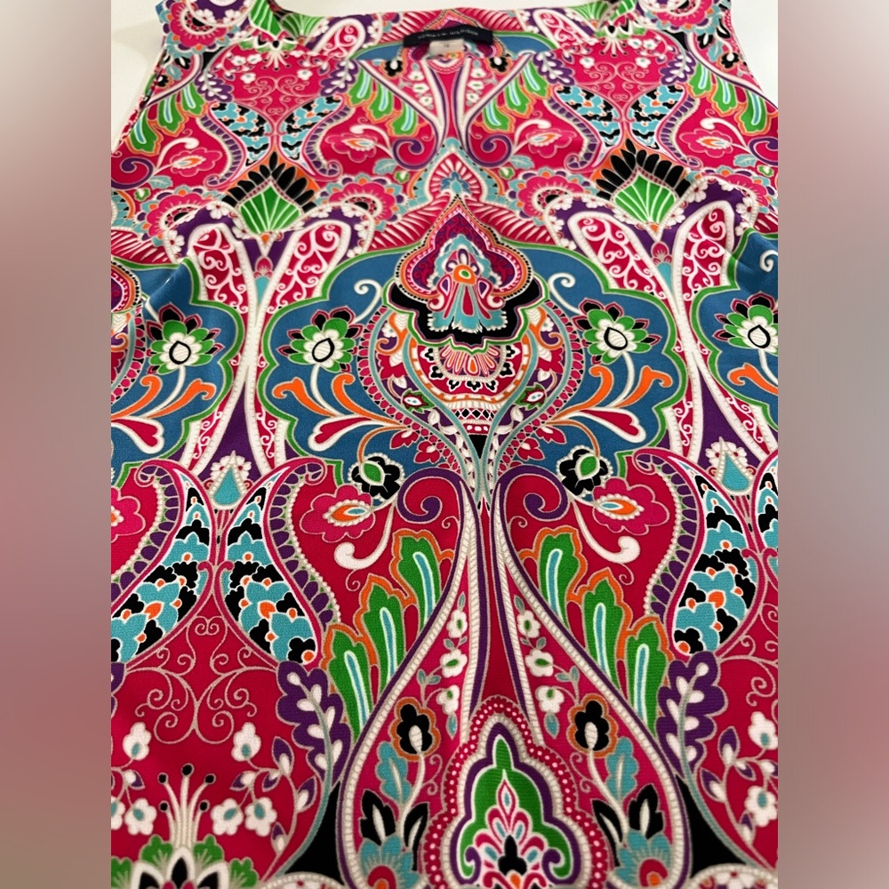 Tommy Hilfiger Pink Multi Color Paisley Poly Spandex Blend Dress Size 10 - Picture 7 of 10